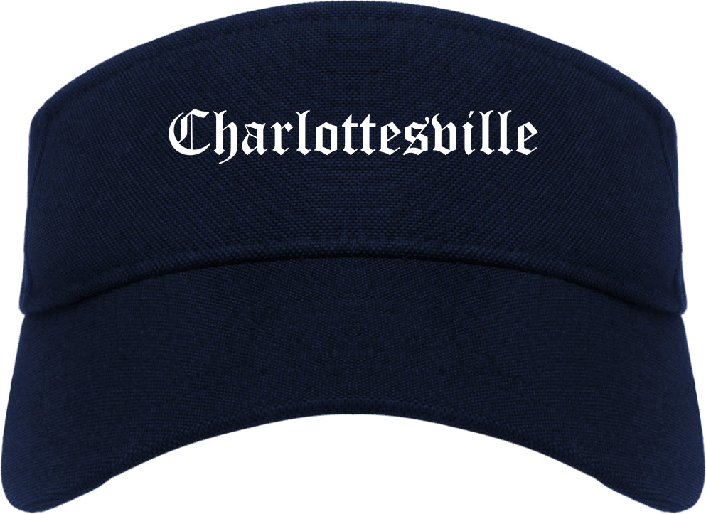Charlottesville Virginia VA Old English Mens Visor Cap Hat Navy Blue