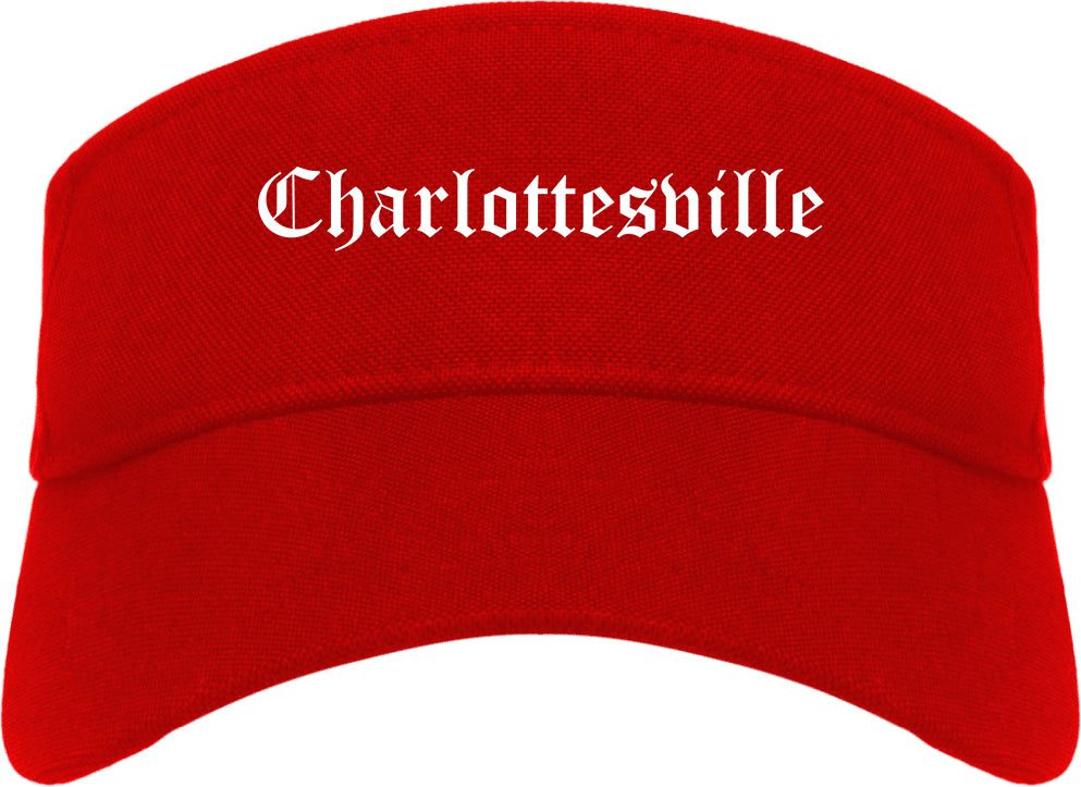 Charlottesville Virginia VA Old English Mens Visor Cap Hat Red