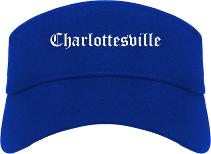 Charlottesville Virginia VA Old English Mens Visor Cap Hat Royal Blue