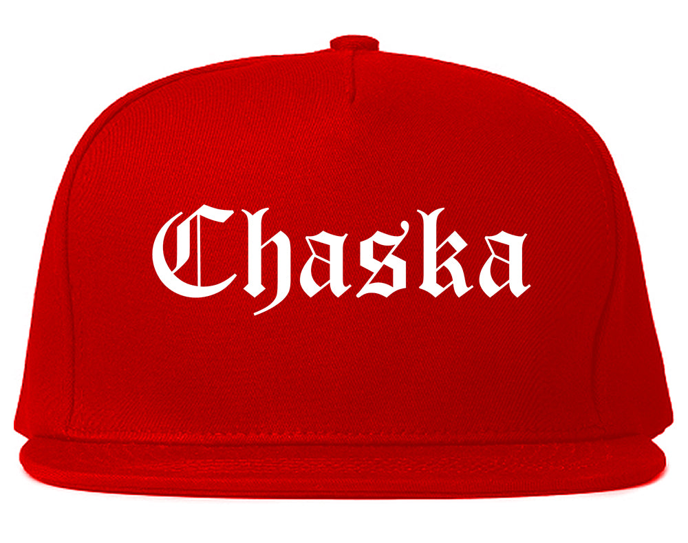 Chaska Minnesota MN Old English Mens Snapback Hat Red