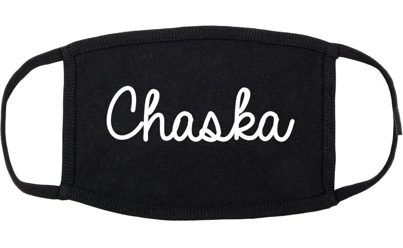 Chaska Minnesota MN Script Cotton Face Mask Black