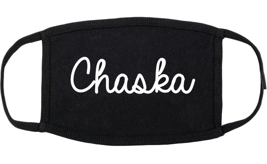 Chaska Minnesota MN Script Cotton Face Mask Black