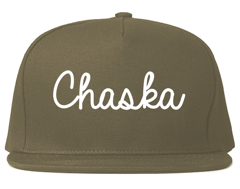 Chaska Minnesota MN Script Mens Snapback Hat Grey