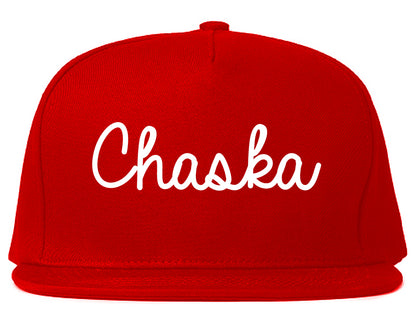 Chaska Minnesota MN Script Mens Snapback Hat Red