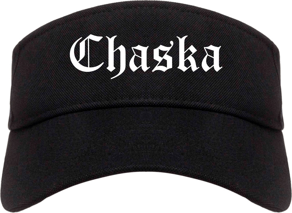 Chaska Minnesota MN Old English Mens Visor Cap Hat Black
