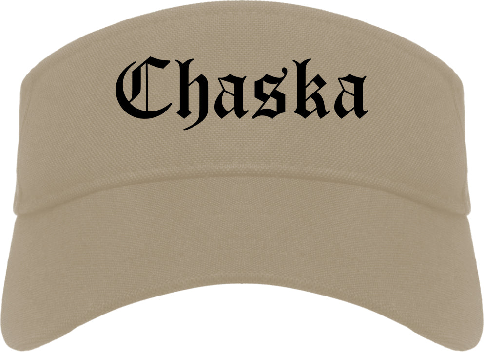 Chaska Minnesota MN Old English Mens Visor Cap Hat Khaki