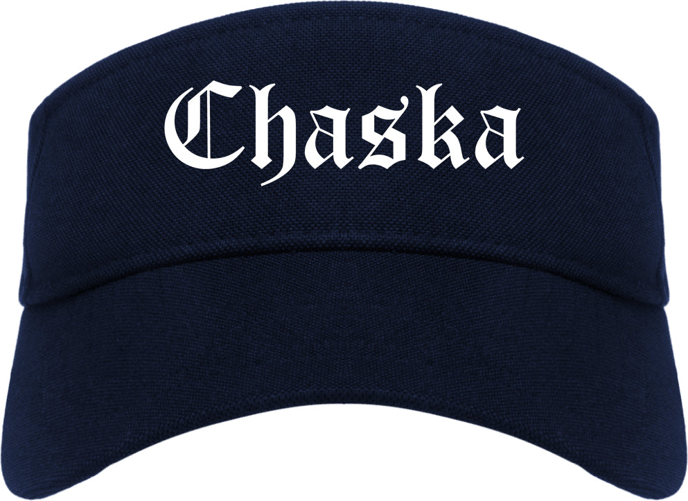 Chaska Minnesota MN Old English Mens Visor Cap Hat Navy Blue