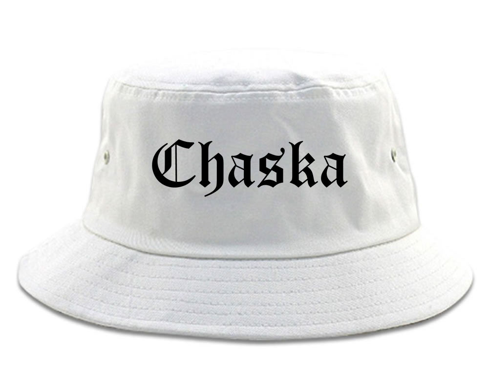 Chaska Minnesota MN Old English Mens Bucket Hat White