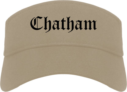 Chatham Illinois IL Old English Mens Visor Cap Hat Khaki