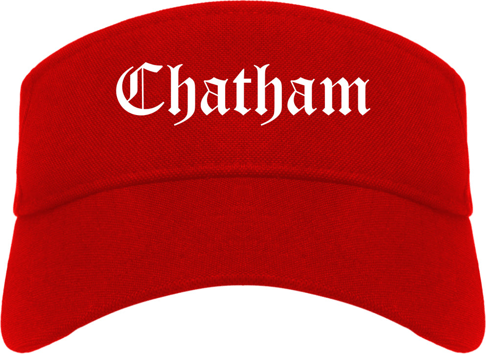 Chatham Illinois IL Old English Mens Visor Cap Hat Red