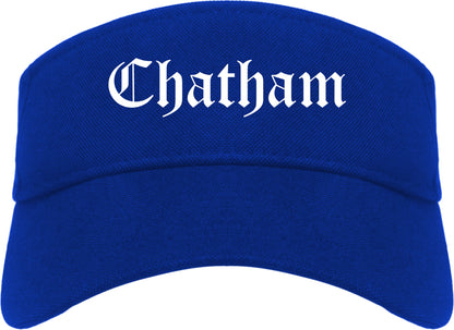 Chatham Illinois IL Old English Mens Visor Cap Hat Royal Blue