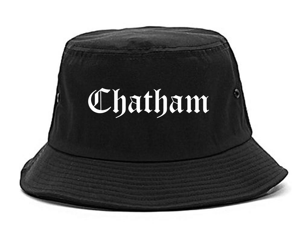 Chatham New Jersey NJ Old English Mens Bucket Hat Black