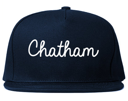 Chatham New Jersey NJ Script Mens Snapback Hat Navy Blue