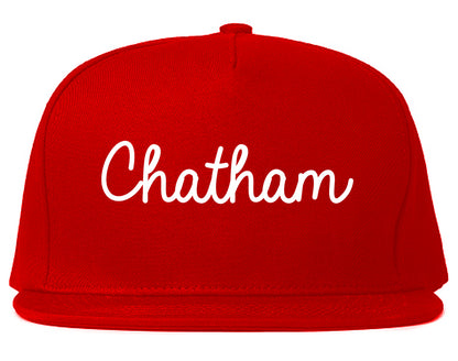 Chatham New Jersey NJ Script Mens Snapback Hat Red