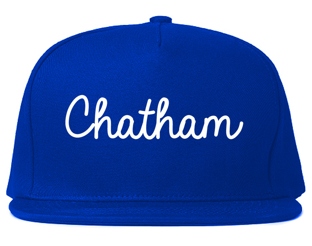 Chatham New Jersey NJ Script Mens Snapback Hat Royal Blue