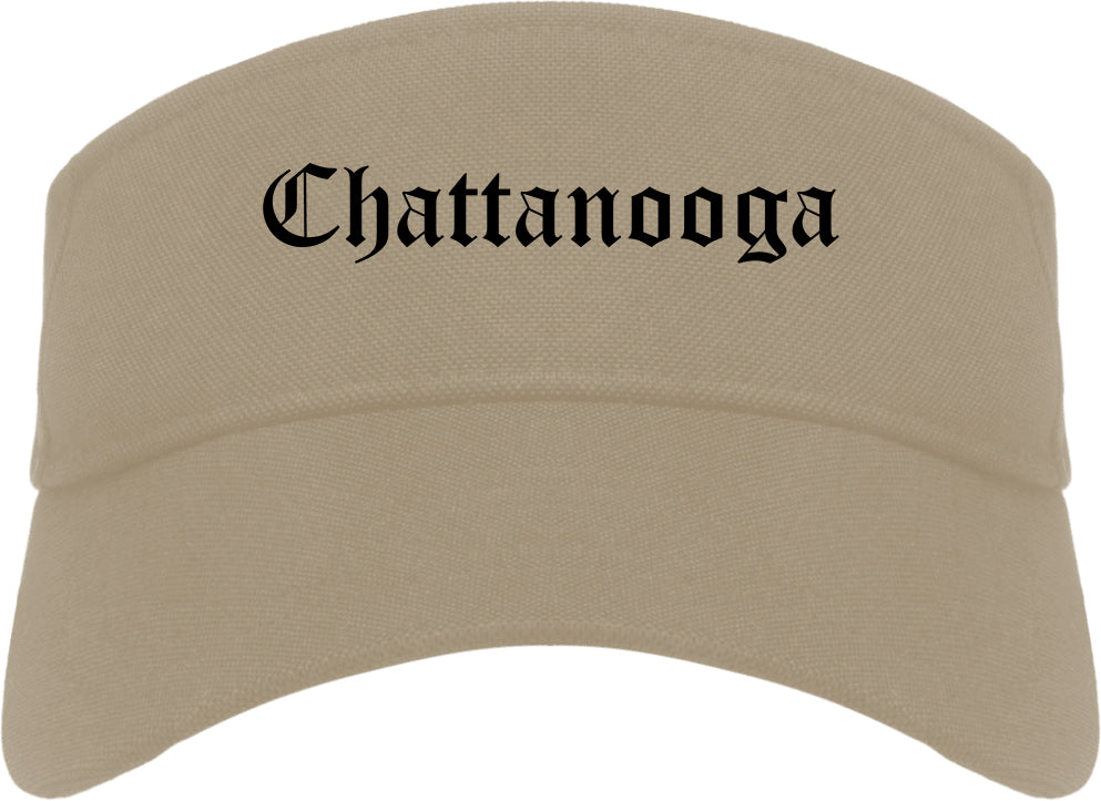 Chattanooga Tennessee TN Old English Mens Visor Cap Hat Khaki