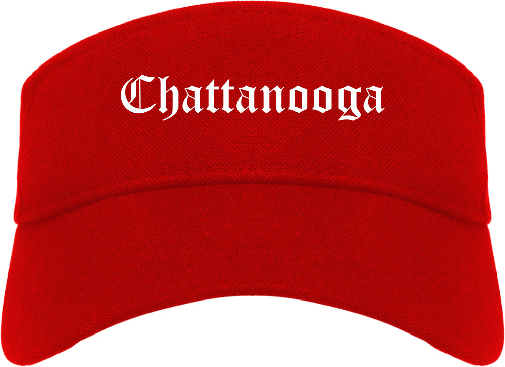Chattanooga Tennessee TN Old English Mens Visor Cap Hat Red