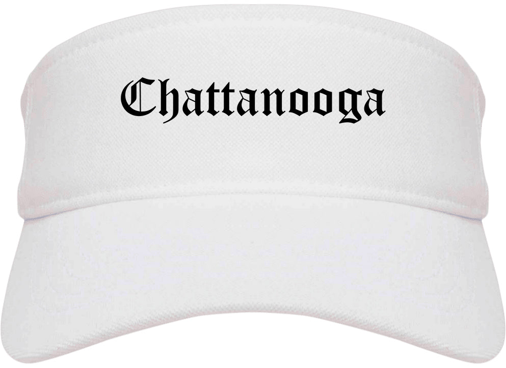 Chattanooga Tennessee TN Old English Mens Visor Cap Hat White