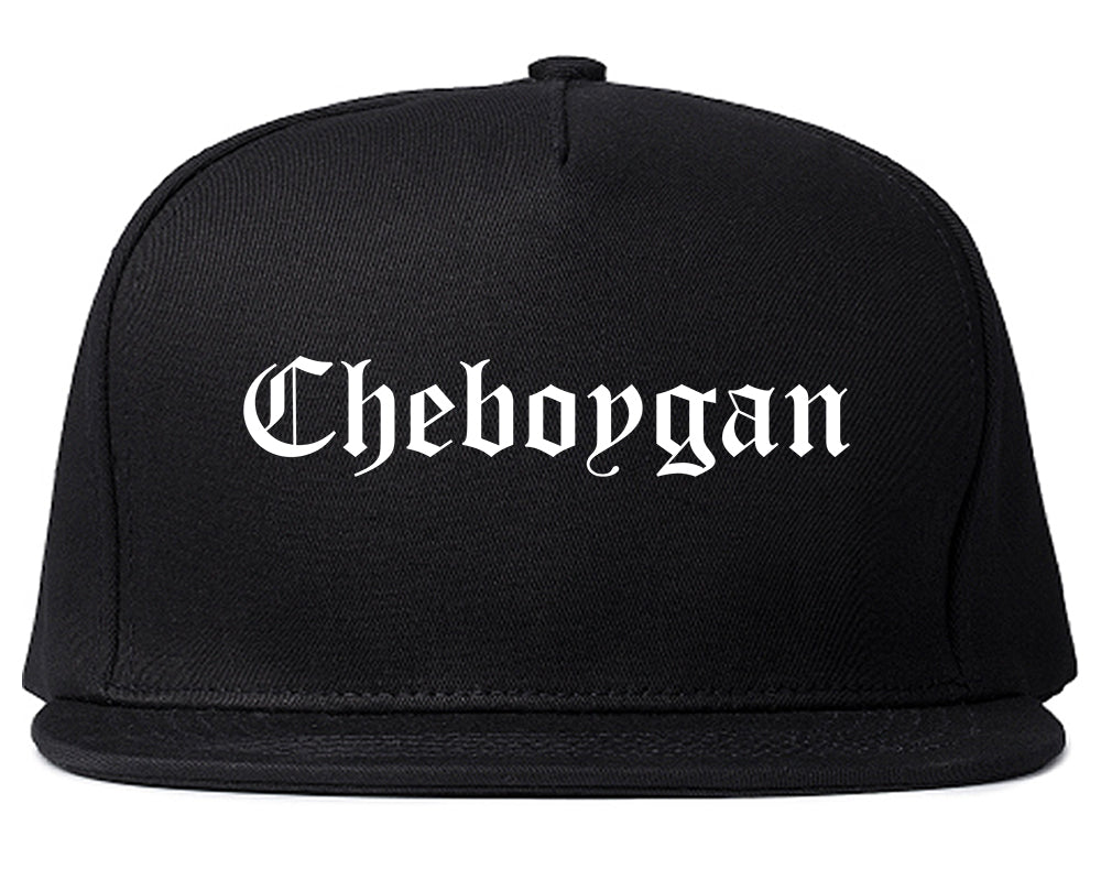 Cheboygan Michigan MI Old English Mens Snapback Hat Black