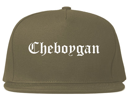 Cheboygan Michigan MI Old English Mens Snapback Hat Grey