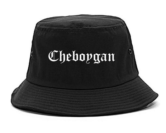 Cheboygan Michigan MI Old English Mens Bucket Hat Black