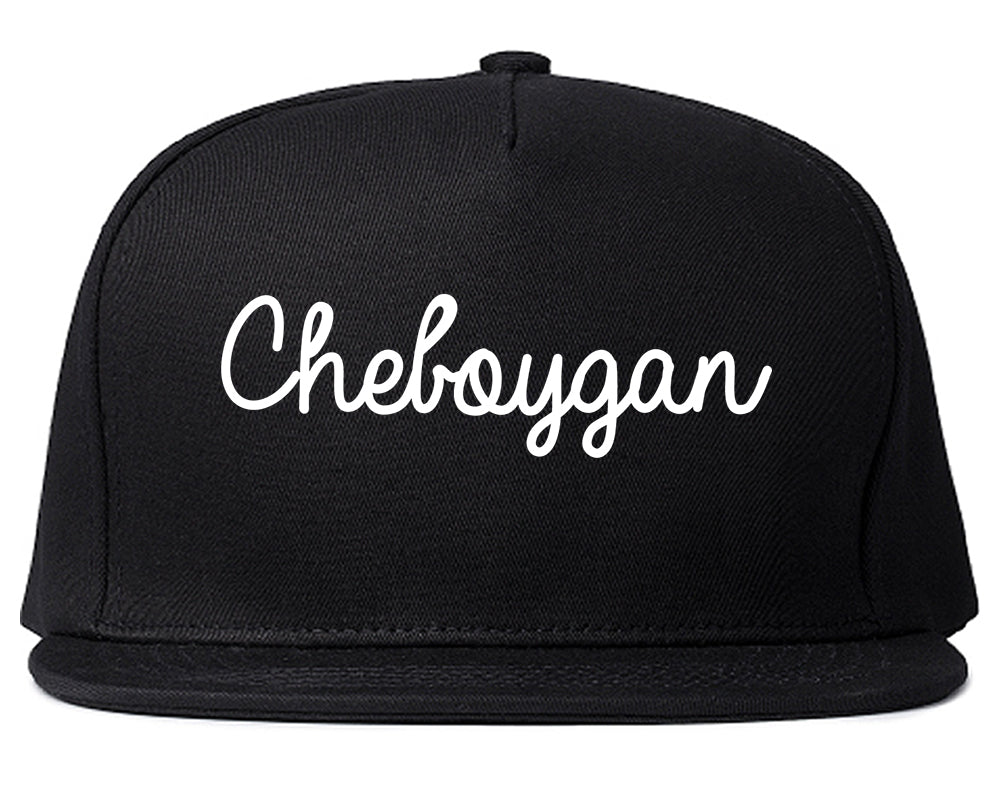Cheboygan Michigan MI Script Mens Snapback Hat Black