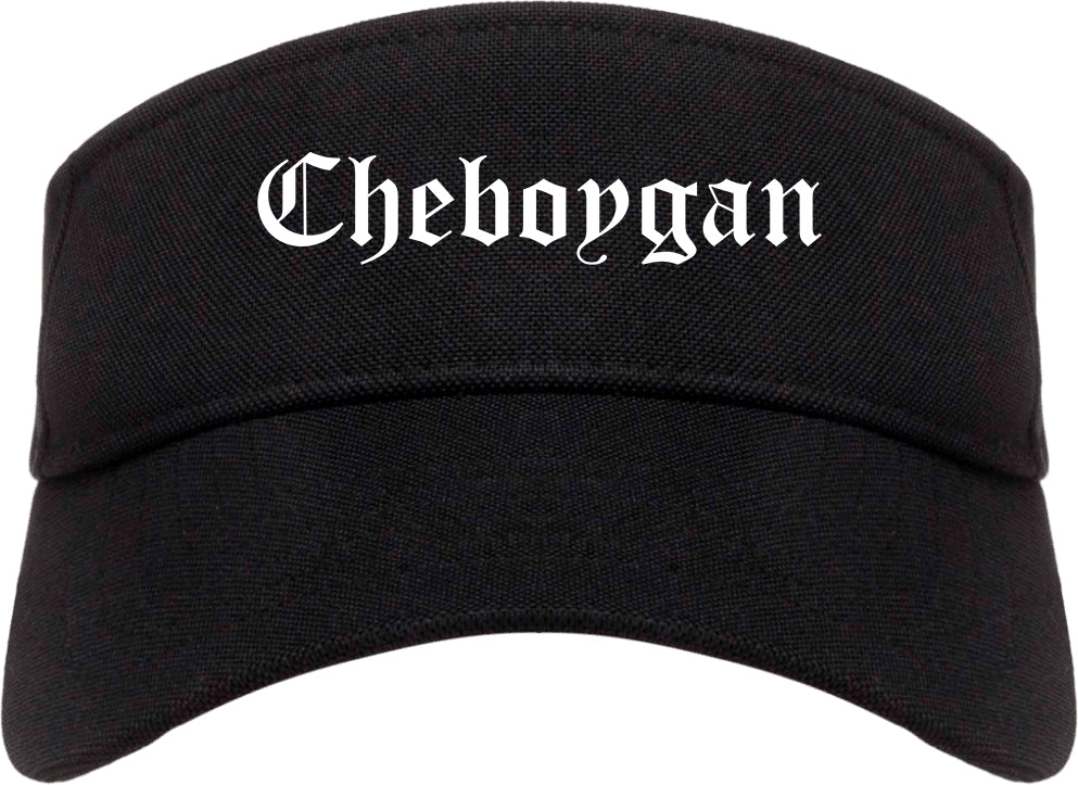 Cheboygan Michigan MI Old English Mens Visor Cap Hat Black