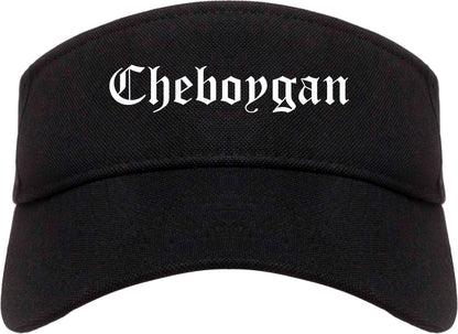 Cheboygan Michigan MI Old English Mens Visor Cap Hat Black