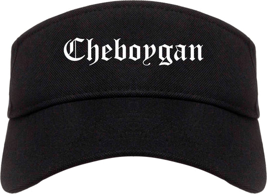 Cheboygan Michigan MI Old English Mens Visor Cap Hat Black