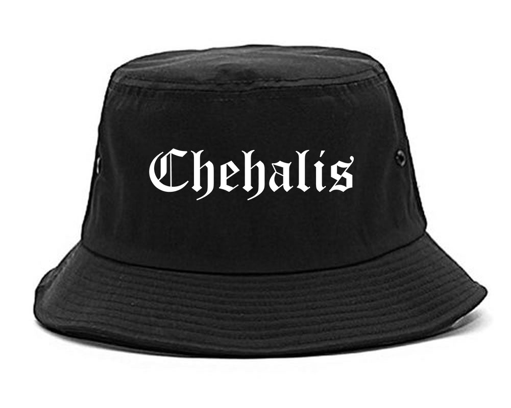Chehalis Washington WA Old English Mens Bucket Hat Black