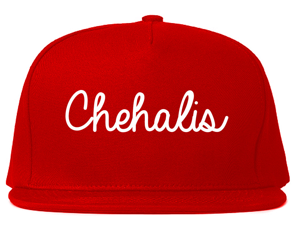 Chehalis Washington WA Script Mens Snapback Hat Red