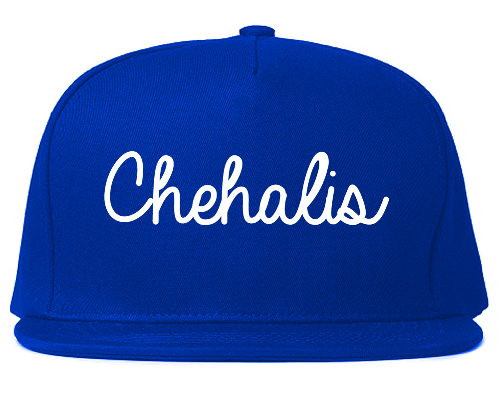 Chehalis Washington WA Script Mens Snapback Hat Royal Blue