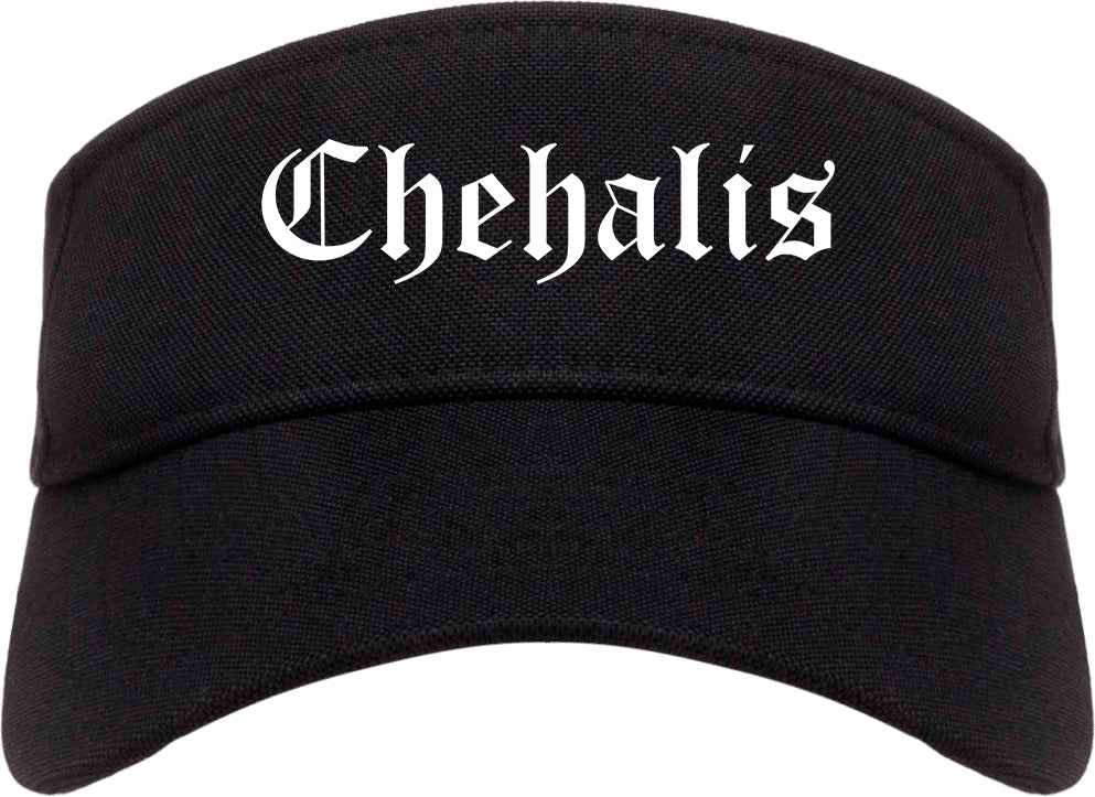 Chehalis Washington WA Old English Mens Visor Cap Hat Black