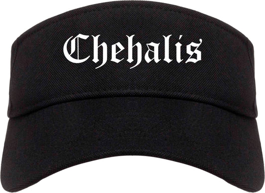 Chehalis Washington WA Old English Mens Visor Cap Hat Black
