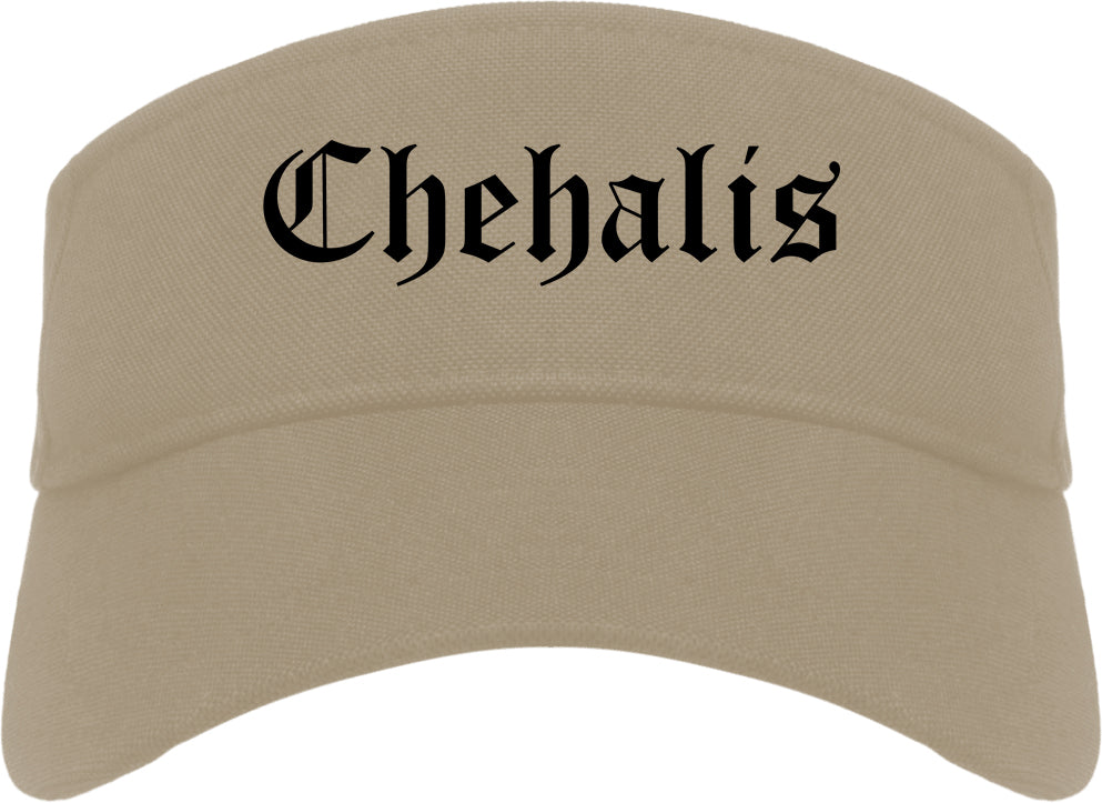 Chehalis Washington WA Old English Mens Visor Cap Hat Khaki