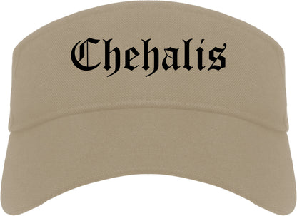 Chehalis Washington WA Old English Mens Visor Cap Hat Khaki