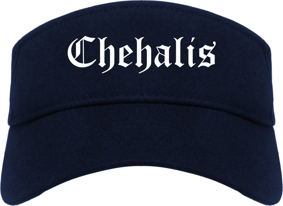 Chehalis Washington WA Old English Mens Visor Cap Hat Navy Blue