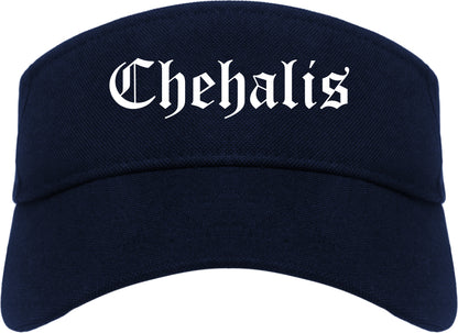 Chehalis Washington WA Old English Mens Visor Cap Hat Navy Blue