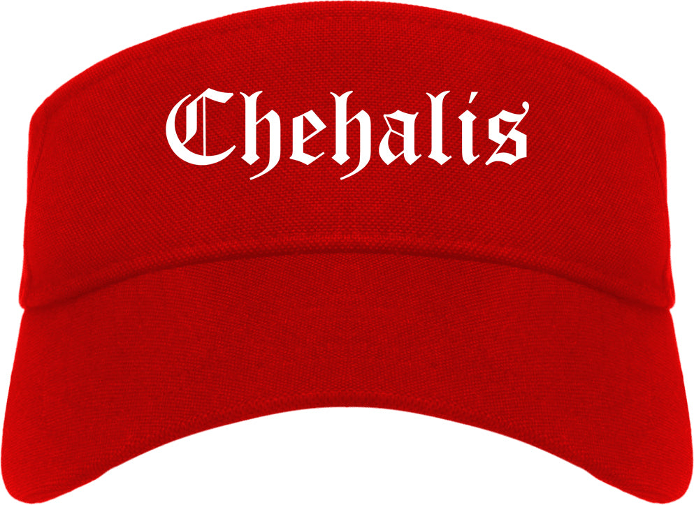 Chehalis Washington WA Old English Mens Visor Cap Hat Red