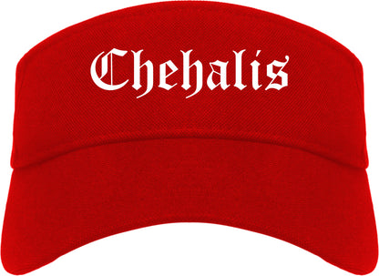 Chehalis Washington WA Old English Mens Visor Cap Hat Red