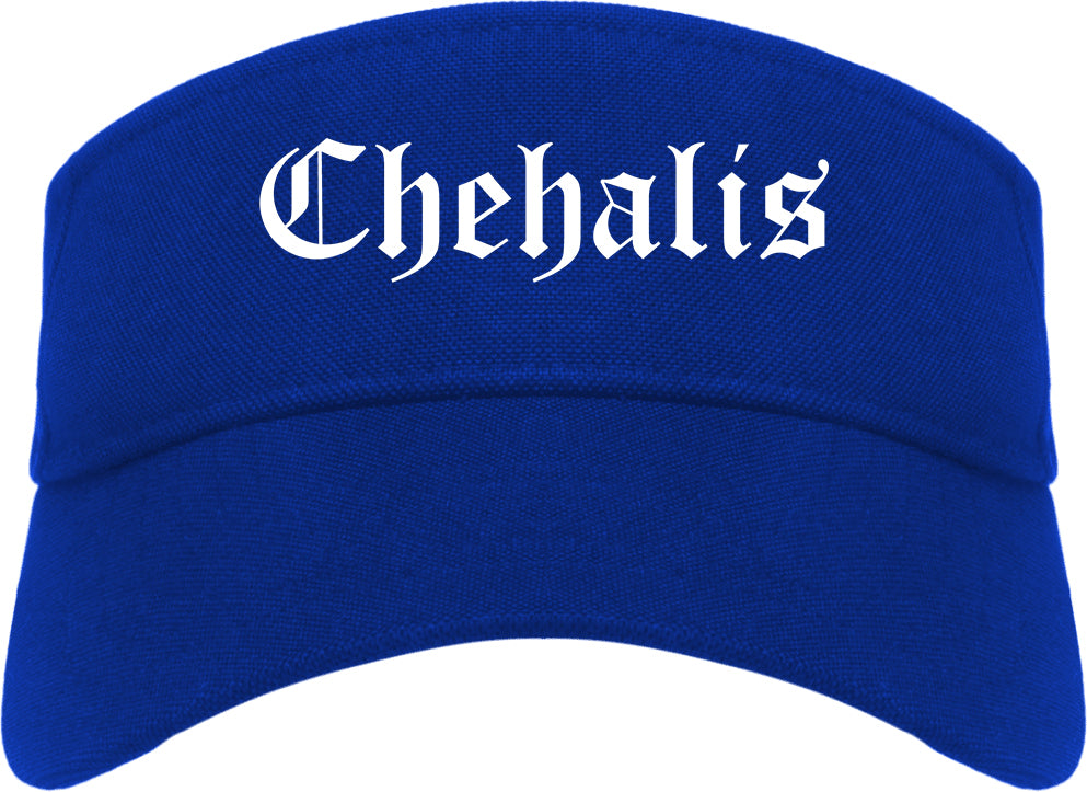 Chehalis Washington WA Old English Mens Visor Cap Hat Royal Blue