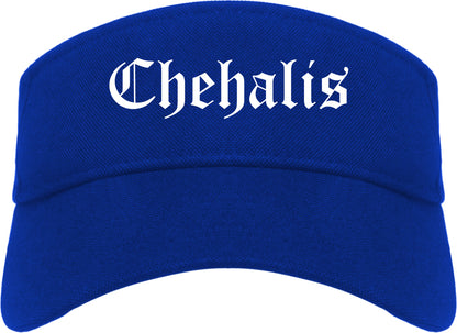 Chehalis Washington WA Old English Mens Visor Cap Hat Royal Blue