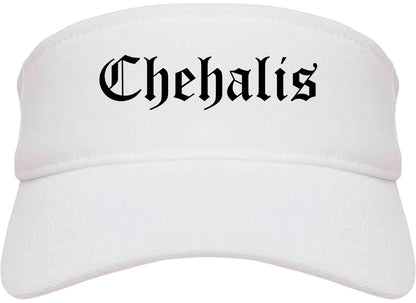 Chehalis Washington WA Old English Mens Visor Cap Hat White