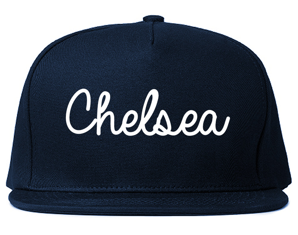 Chelsea Alabama AL Script Mens Snapback Hat Navy Blue