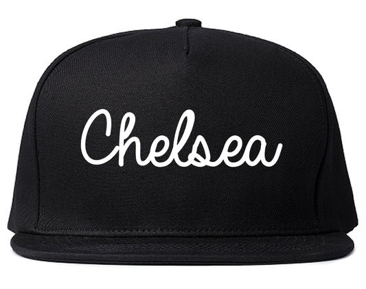 Chelsea Massachusetts MA Script Mens Snapback Hat Black