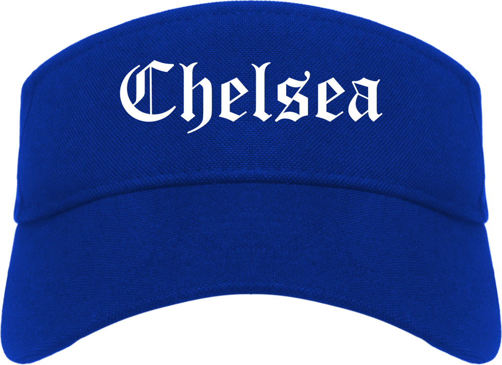 Chelsea Massachusetts MA Old English Mens Visor Cap Hat Royal Blue