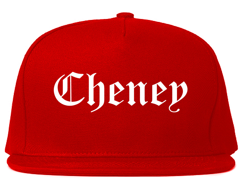 Cheney Washington WA Old English Mens Snapback Hat Red