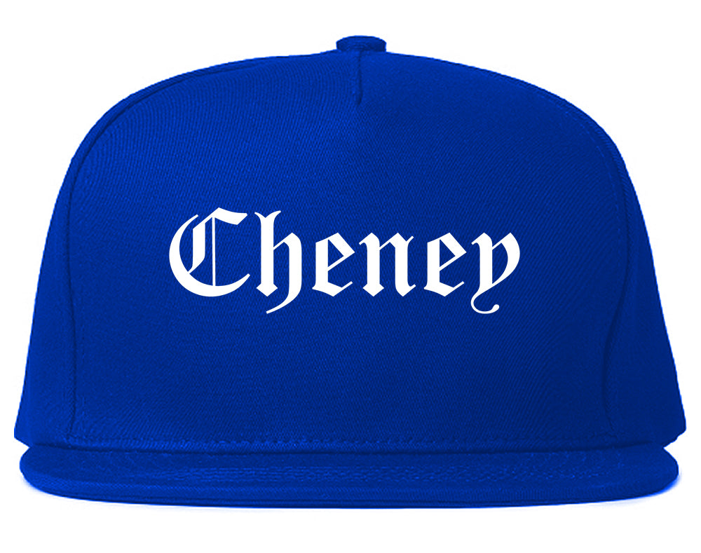 Cheney Washington WA Old English Mens Snapback Hat Royal Blue