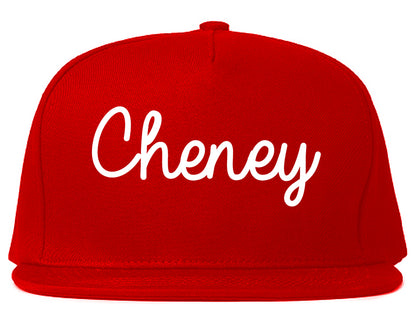 Cheney Washington WA Script Mens Snapback Hat Red