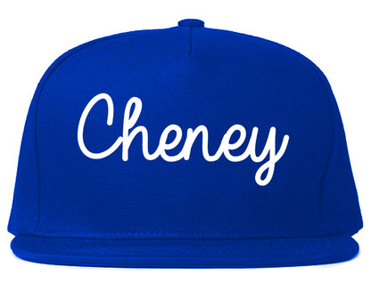 Cheney Washington WA Script Mens Snapback Hat Royal Blue